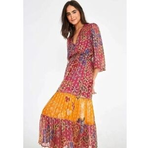 FARM RIO Floral Sparkle Mixed Print Dress Sz M